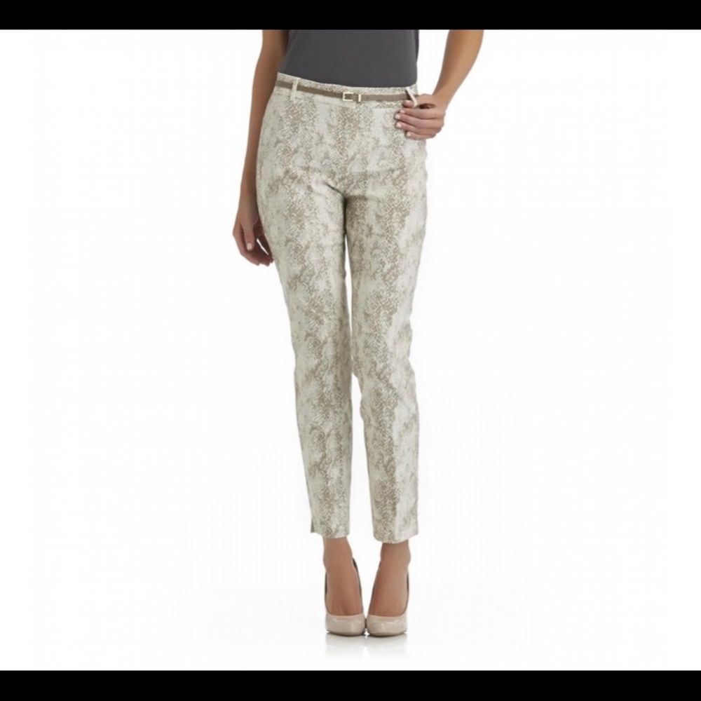 Covington Faux Snake Skin Print Cropped Pants